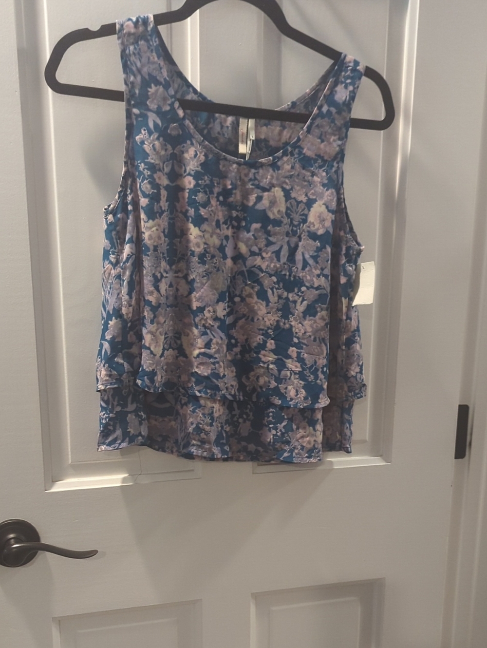Frenchi Blue Floral Tiered Camisole